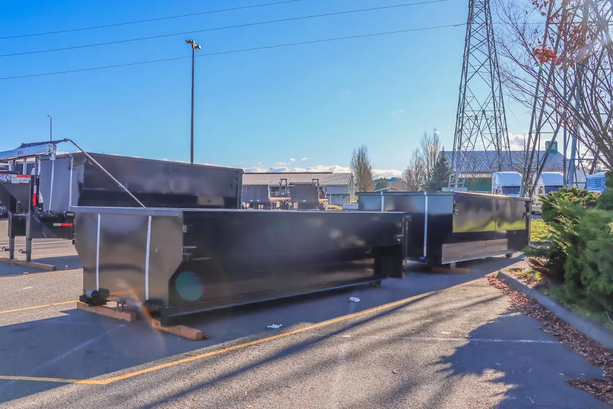 Roll-off dumpster ready for waste disposal at job site for Construction Dumpster Rental in Cromwell